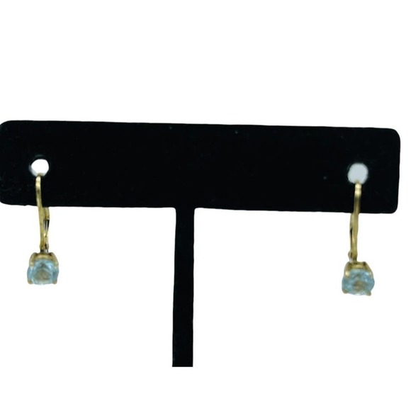 Sterling Silver, Topaz Gold Flashed Princess Cut Leverback Earrings - Picture 4 of 13